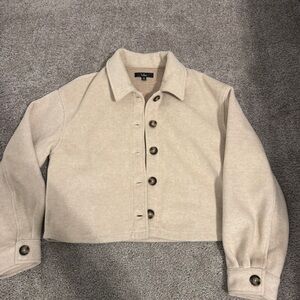 Lulu's Cream Button-Up Utility Jacket